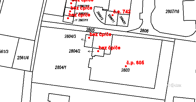 Orlová 48563226 na parcele st. 2804/2 v KÚ Poruba u Orlové, Katastrální mapa