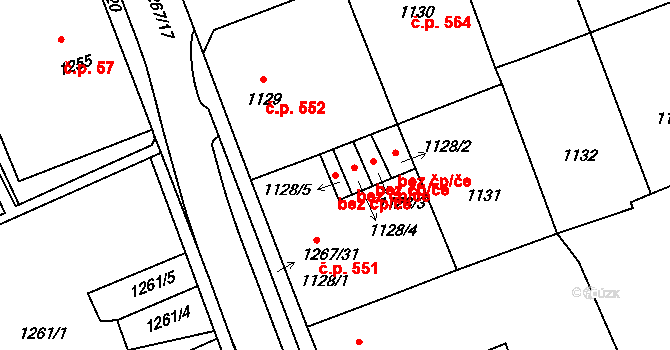 Litoměřice 49998226 na parcele st. 1128/5 v KÚ Litoměřice, Katastrální mapa