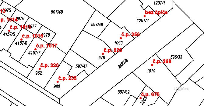 Beroun-Závodí 226, Beroun na parcele st. 979 v KÚ Beroun, Katastrální mapa