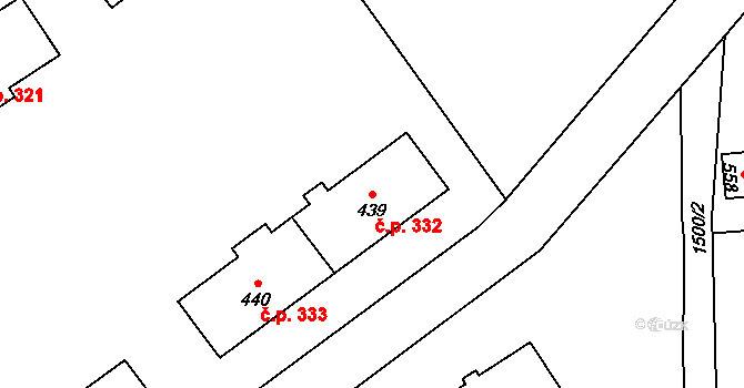 Holýšov 332 na parcele st. 439 v KÚ Holýšov, Katastrální mapa