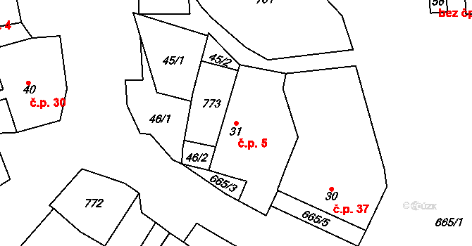 Sedlec 5, Poběžovice na parcele st. 31 v KÚ Sedlec u Poběžovic, Katastrální mapa