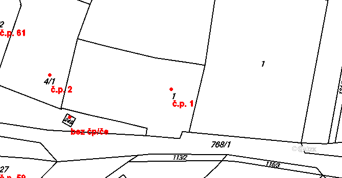 Malá Skalice 1, Česká Skalice na parcele st. 1 v KÚ Malá Skalice, Katastrální mapa