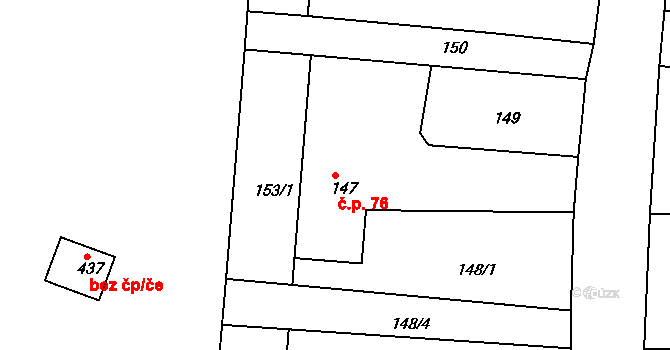 Rychnovek 76 na parcele st. 147 v KÚ Rychnovek, Katastrální mapa