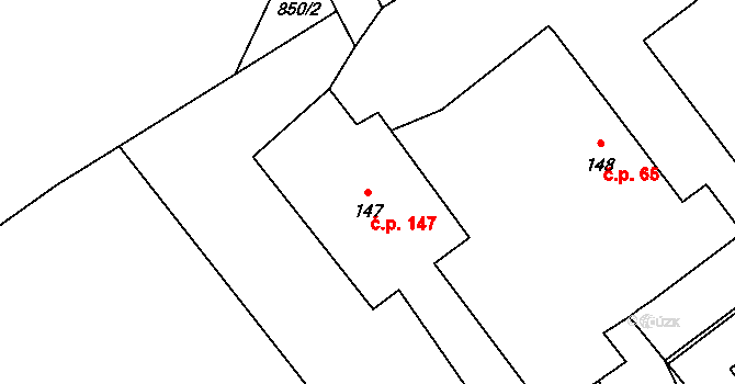 Loučka 147, Nový Jičín na parcele st. 147 v KÚ Loučka u Nového Jičína, Katastrální mapa