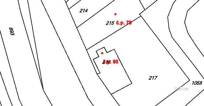 Stachovice 80, Fulnek na parcele st. 216 v KÚ Stachovice, Katastrální mapa