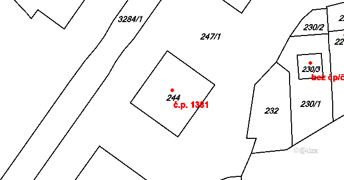 Příbor 1381 na parcele st. 244 v KÚ Příbor, Katastrální mapa
