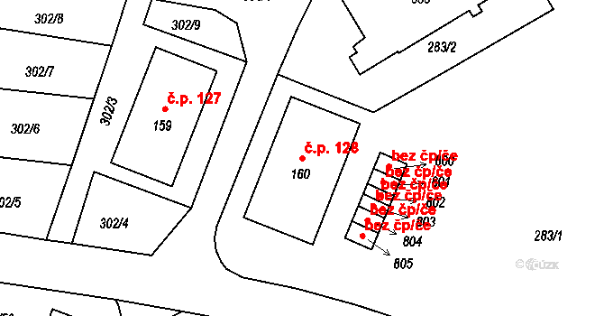Loučovice 128 na parcele st. 160 v KÚ Loučovice, Katastrální mapa