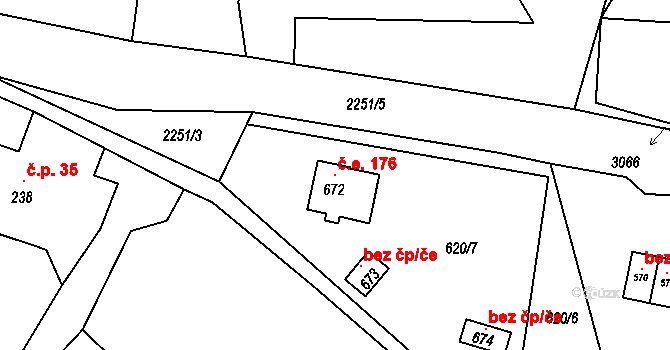 Olešnice v Orlických horách 176 na parcele st. 672 v KÚ Olešnice v Orlických horách, Katastrální mapa
