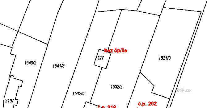 Kounov 107608227 na parcele st. 327 v KÚ Kounov u Rakovníka, Katastrální mapa