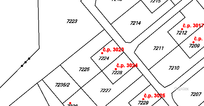 Přerov VIII-Henčlov 3023, Přerov na parcele st. 7224 v KÚ Přerov, Katastrální mapa