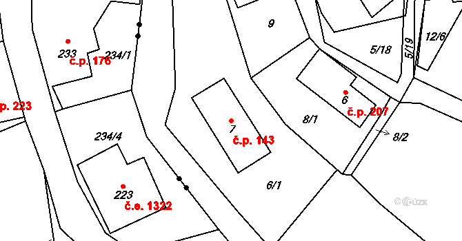 Janov nad Nisou 143 na parcele st. 7 v KÚ Janov nad Nisou, Katastrální mapa