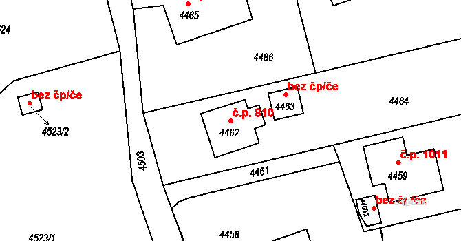 Bystřice 810 na parcele st. 4462 v KÚ Bystřice nad Olší, Katastrální mapa