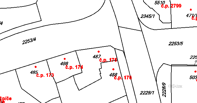 Šumperk 175 na parcele st. 487 v KÚ Šumperk, Katastrální mapa
