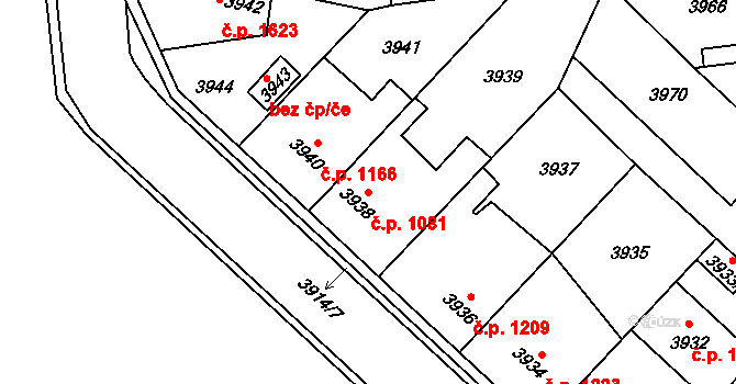 Kročehlavy 1081, Kladno na parcele st. 3938 v KÚ Kročehlavy, Katastrální mapa