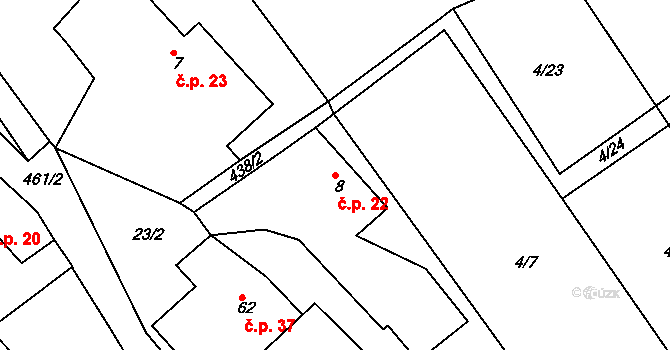 Roveň 22, Mladějov na parcele st. 8 v KÚ Roveň u Sobotky, Katastrální mapa
