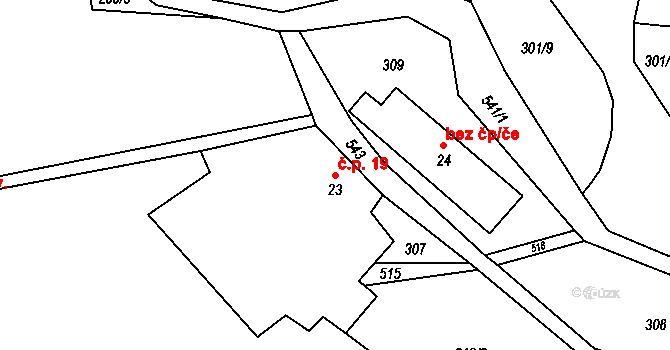 Čábuze 19, Vacov na parcele st. 23 v KÚ Čábuze, Katastrální mapa