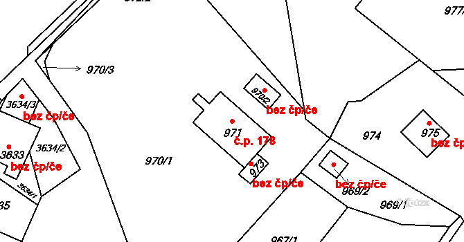 Brná 178, Ústí nad Labem na parcele st. 971 v KÚ Brná nad Labem, Katastrální mapa