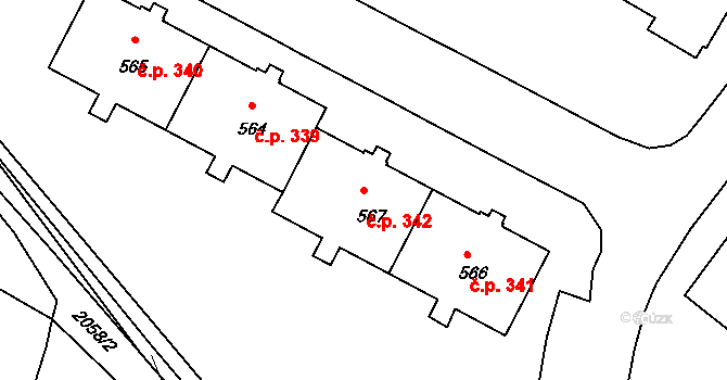 Staňkov I 342, Staňkov na parcele st. 567 v KÚ Staňkov-město, Katastrální mapa