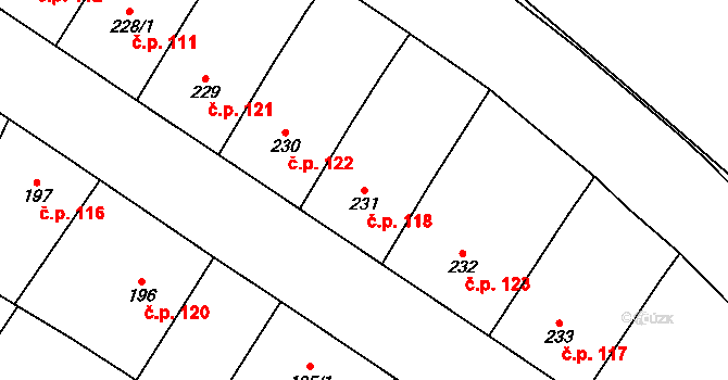 Vyšehrad 118, Praha na parcele st. 231 v KÚ Vyšehrad, Katastrální mapa