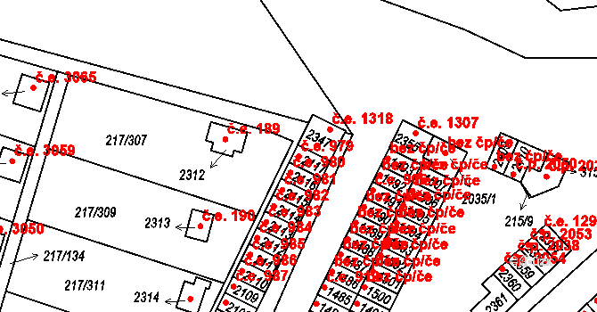Sezimovo Ústí 979 na parcele st. 2117 v KÚ Sezimovo Ústí, Katastrální mapa