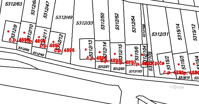 Chomutov 4894 na parcele st. 5312/14 v KÚ Chomutov I, Katastrální mapa