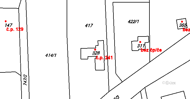 Mlékojedy 241, Neratovice na parcele st. 328 v KÚ Mlékojedy u Neratovic, Katastrální mapa
