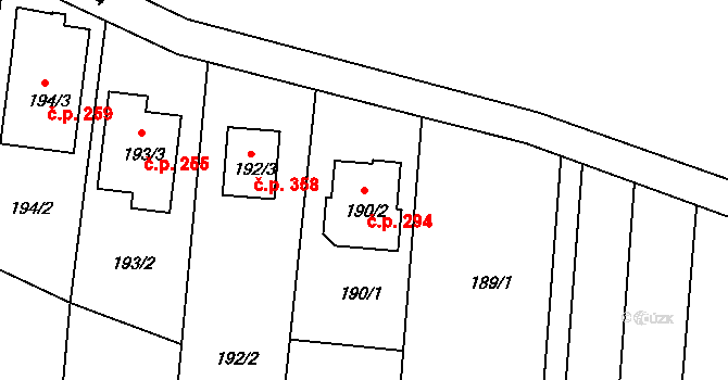 Lípa 294 na parcele st. 190/2 v KÚ Lípa nad Dřevnicí, Katastrální mapa