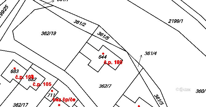 Lipnice nad Sázavou 180 na parcele st. 644 v KÚ Lipnice nad Sázavou, Katastrální mapa