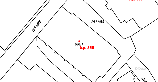 Kolín IV 865, Kolín na parcele st. 6321 v KÚ Kolín, Katastrální mapa