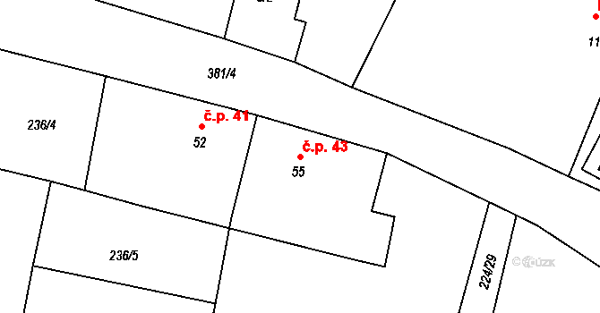 Vikletice 43, Chbany na parcele st. 55 v KÚ Vikletice, Katastrální mapa