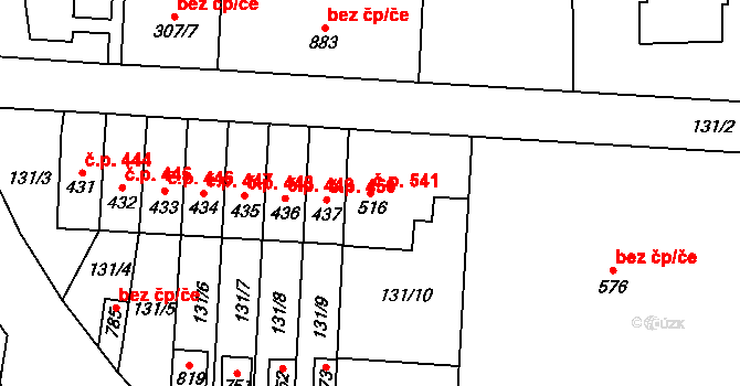 Lenešice 541 na parcele st. 516 v KÚ Lenešice, Katastrální mapa