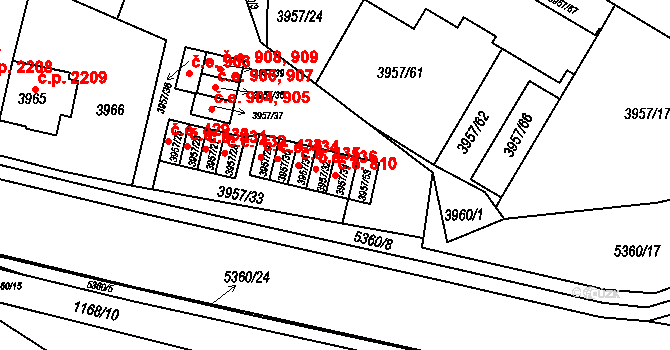 Znojmo 810 na parcele st. 3957/34 v KÚ Znojmo-město, Katastrální mapa