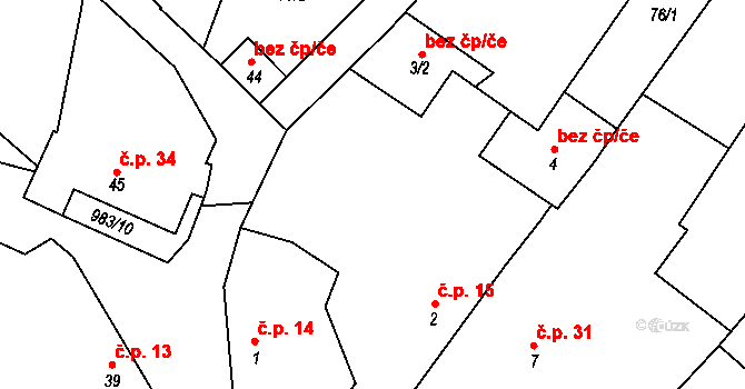 Lbosín 15, Divišov na parcele st. 2 v KÚ Lbosín, Katastrální mapa