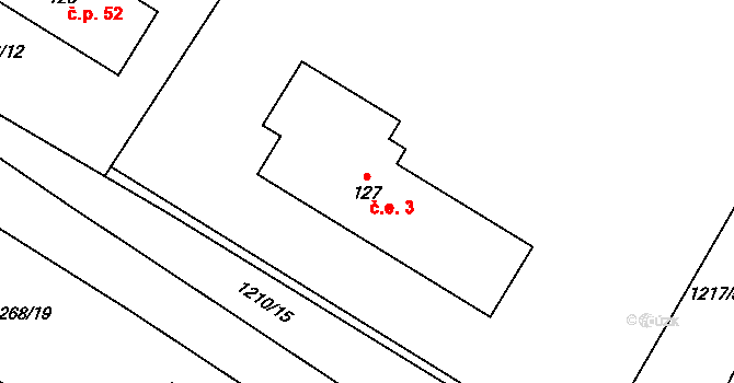 Těšovice 3 na parcele st. 127 v KÚ Těšovice u Prachatic, Katastrální mapa