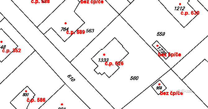 Heřmanice 626, Ostrava na parcele st. 1333 v KÚ Heřmanice, Katastrální mapa