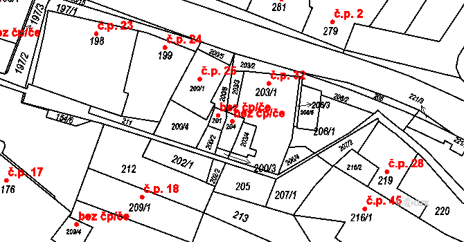 Kanice 39829227 na parcele st. 204 v KÚ Kanice, Katastrální mapa