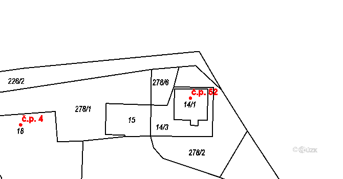Svojanov 40152227 na parcele st. 278/6 v KÚ Předměstí, Katastrální mapa