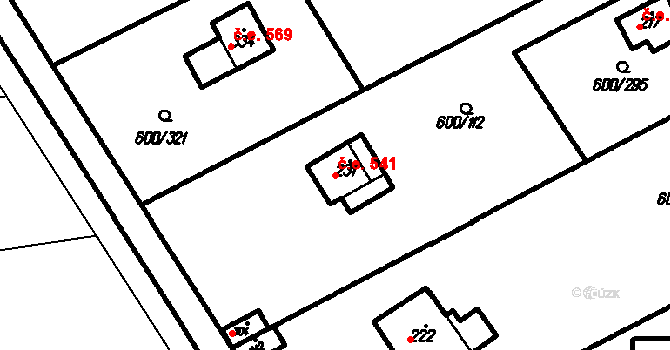 Olšany 541 na parcele st. 231 v KÚ Olšany, Katastrální mapa