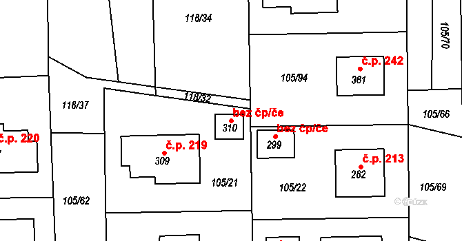 Hrádek 42791227 na parcele st. 310 v KÚ Hrádek u Sušice, Katastrální mapa