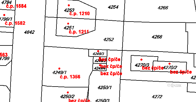 Česká Lípa 45904227 na parcele st. 4249/3 v KÚ Česká Lípa, Katastrální mapa