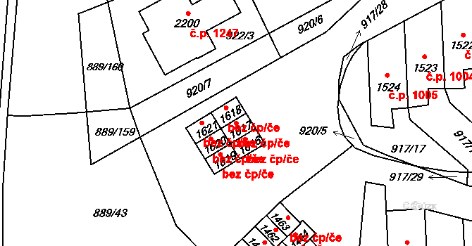 Červený Kostelec 46355227 na parcele st. 1617 v KÚ Červený Kostelec, Katastrální mapa