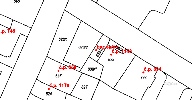 Děčín 47107227 na parcele st. 830/2 v KÚ Děčín, Katastrální mapa