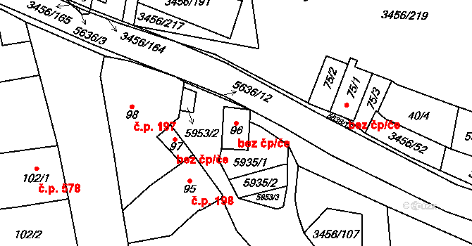 Hrušovany nad Jevišovkou 47472227 na parcele st. 96 v KÚ Hrušovany nad Jevišovkou, Katastrální mapa