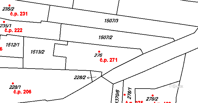 Zlechov 271 na parcele st. 276 v KÚ Zlechov, Katastrální mapa