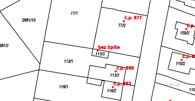 Bučovice 50115227 na parcele st. 113/3 v KÚ Bučovice, Katastrální mapa