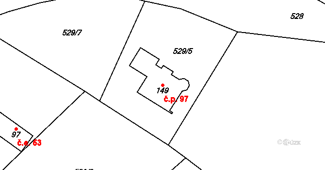 Meziříčko 97, Letovice na parcele st. 149 v KÚ Meziříčko u Letovic, Katastrální mapa