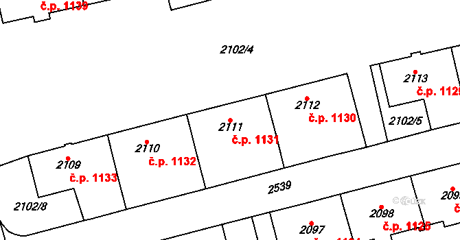 Horní Litvínov 1131, Litvínov na parcele st. 2111 v KÚ Horní Litvínov, Katastrální mapa