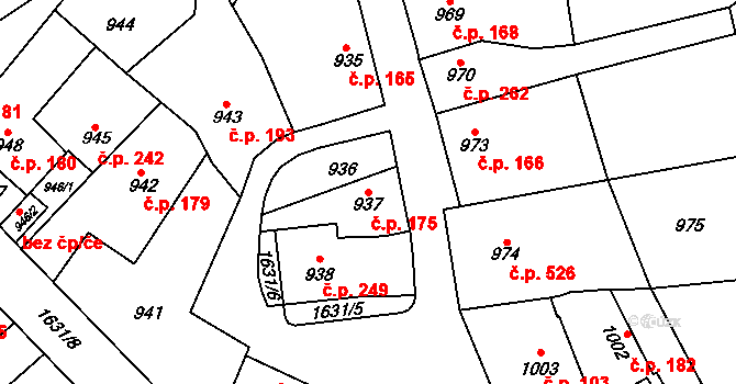 Drnovice 175 na parcele st. 937 v KÚ Drnovice u Vyškova, Katastrální mapa
