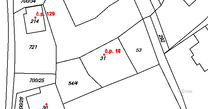 Jeníkov 18 na parcele st. 31 v KÚ Jeníkov u Hlinska, Katastrální mapa