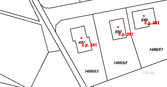Olbramovice Ves 241, Olbramovice na parcele st. 497 v KÚ Olbramovice u Votic, Katastrální mapa